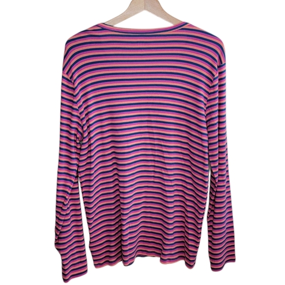NWT Gap | Pink Navy Orange Striped Long Sleeve V-neck Favorite Tee Size XXL - Picture 4 of 4